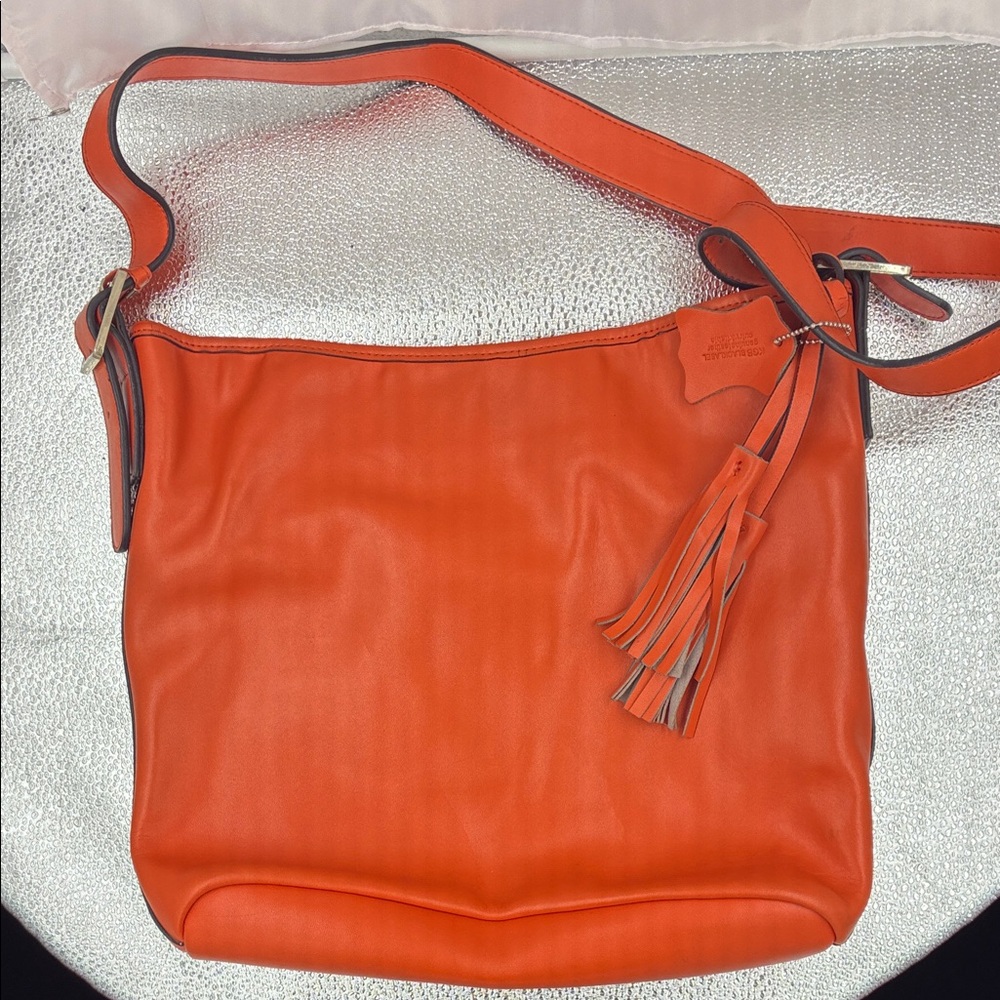Vibrant Orange Shoulder Bag with Tassel